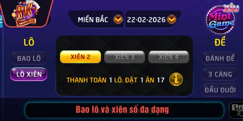 Bao lô và xiên số đa dạng