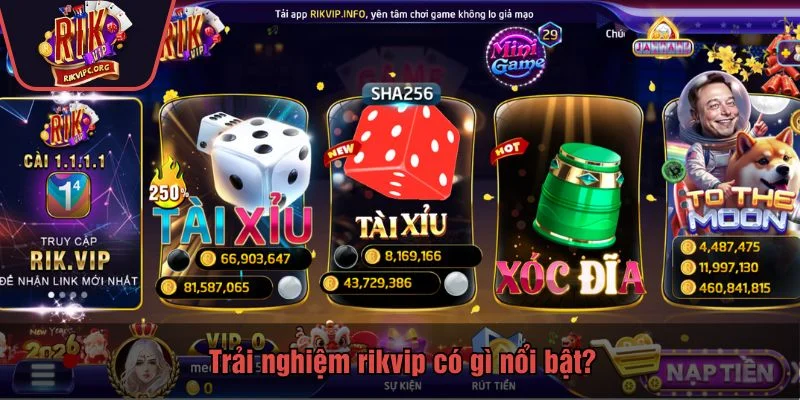 Kho game đa dạng trong trải nghiệm Rikvip