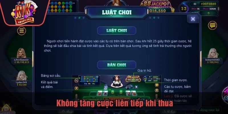 Không tăng cược liên tiếp khi thua