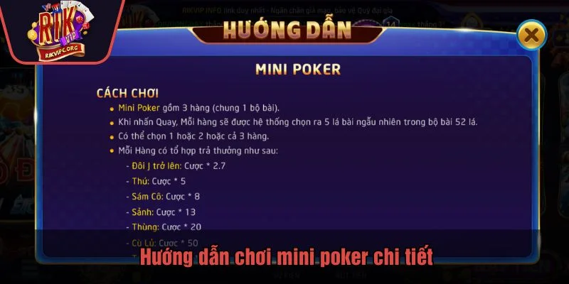 Quy tắc tham gia Mini poker dành cho hội viên mới
